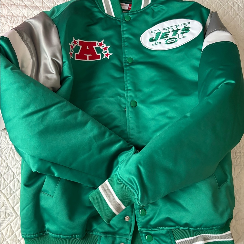NY Jets Satin Bomber Varsity Jacket